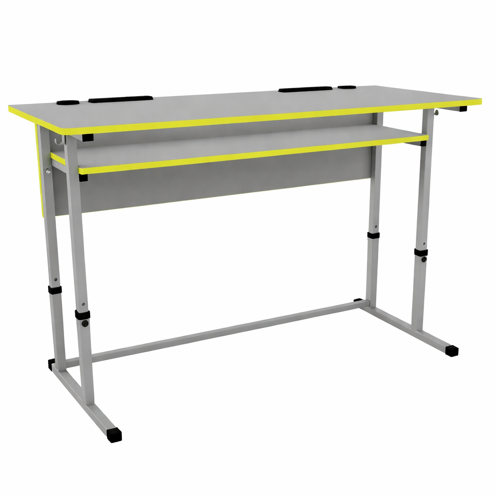 Стіл учнівський двомісний 1200х550х580/640/700/760 мм з регулюванням по висоті (підсклянник + пенал) MEBLIX